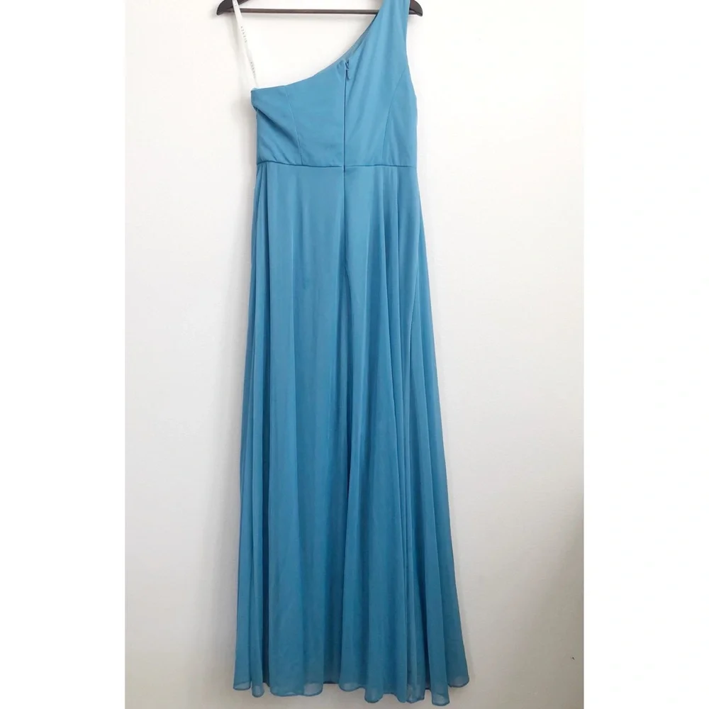 Azazie Brooke One Shoulder in Steel Blue. Is not maternity but can be (see pics) - Picture 5 of 8